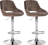 thumbnail of Décoshop26 - Set aus 2 Barhockern mit gebogenen Fußstützen Sitzfläche aus braunem Samtstoff Metallgestell TDB10756