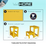 thumbnail of WellHome - Trittleiter mit 2 Stufen aus Holz, Gelb-Finish 32x23x40 cm