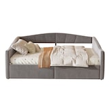 thumbnail of Multifunktionales Schlafsofa 140 x 200 cm Grau, Ausziehbett, Polstersofa mit Hydraulik-Stauraum, Samtstoff, Lattenrost, platzsparendes Sofa-Bett