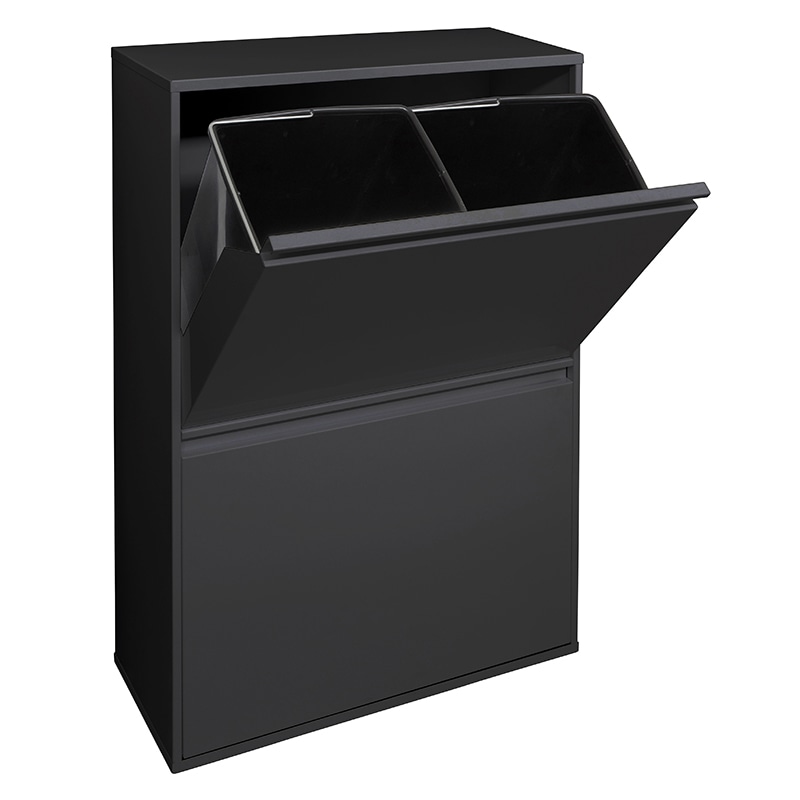 ARREGUI Basic CR606-B 4-bins stalen afval- en recyclingbak, recyclingkast, 4 x 17 L (68 L), zwart