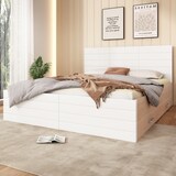 thumbnail of Stauraumbett 140x200 cm Holz Weiß mit 2 Schubladen Lattenrost geräumiger Stauraum modernes Schlafzimmerbett einfach montierbar