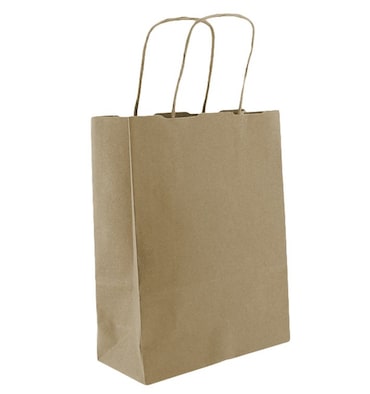 MONOUSO - Bolsa Papel Kraft con Asas 115g/m² 18+8x24cm (25 Uds)