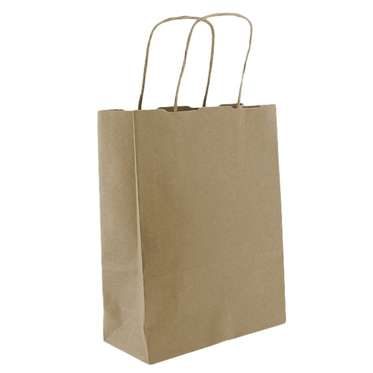 MONOUSO - Bolsa Papel Kraft con Asas 115g/m² 18+8x24cm (25 Uds)