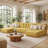 thumbnail of Canapé modulable avec 2 méridiennes velours 320 cm 4 places jaune