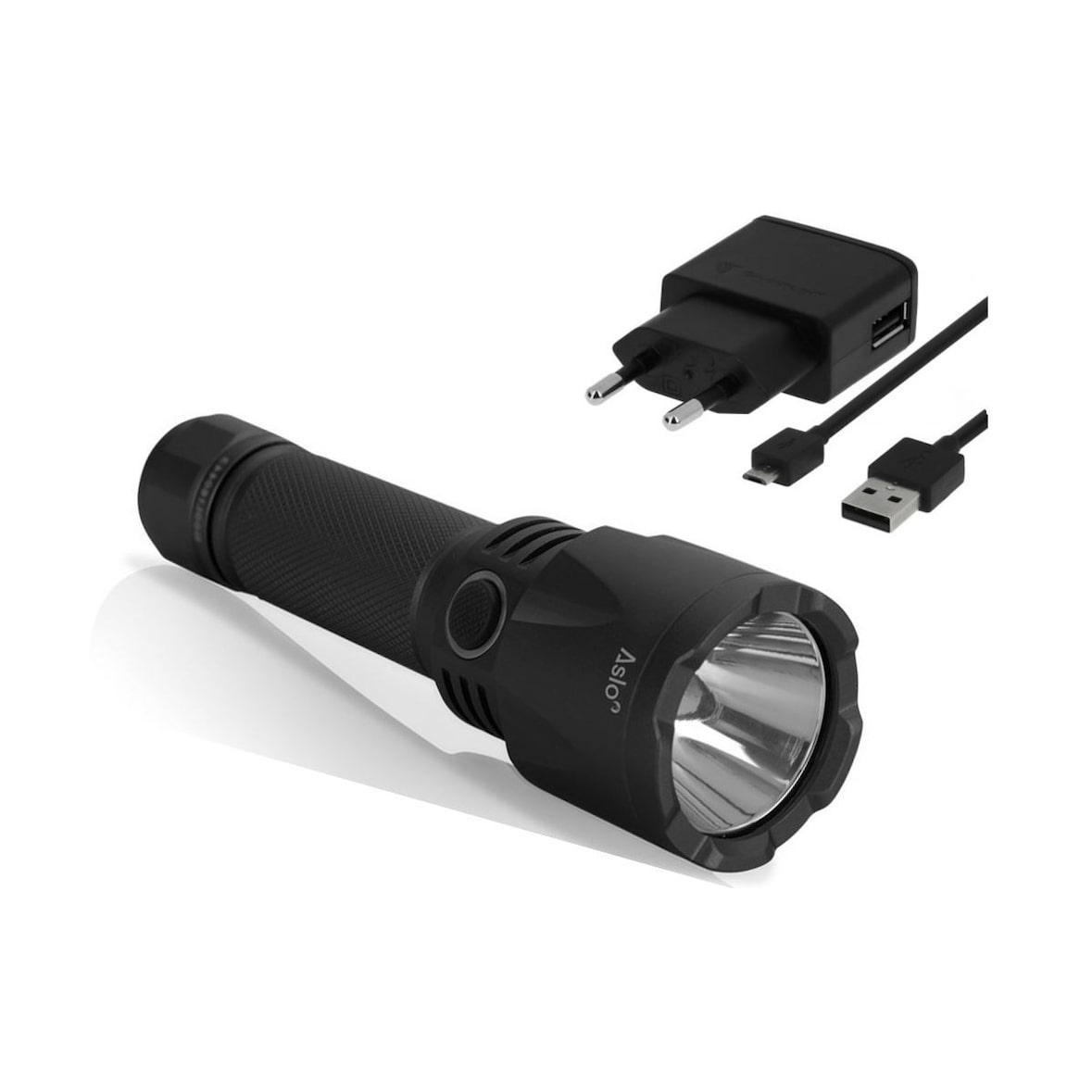 Lampe LED Torche à Batterie Rechargeable 2.6Ah USB / 230V 1000 Lumens Portée 280m ASLO