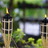 thumbnail of Relaxdays Gartenfackeln, 10er Set, Bambus, Ölfackeln für draußen, Outdoor Fackeln mit Ersatzdocht, Höhe: 80 cm, natur