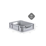thumbnail of PROREGAL SparSet 5x Eurobox NextGen Grip mit Auflagedeckel & 4 gelben Verschlüssen, HxBxT 12x30x40cm, 11L, Grau, Griffe offen, Eurobehälter