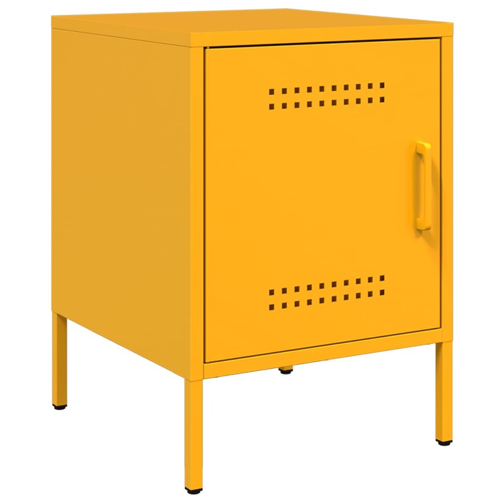 Mesita de noche de acero amarillo mostaza 36x39x50,5 cm