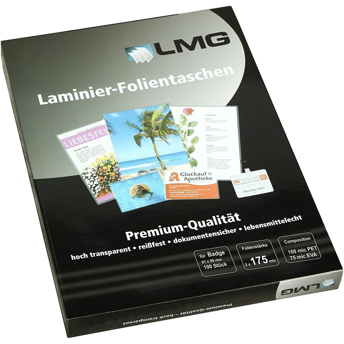 100 LMG Laminierfolien glänzend für Ausweisformat 175 micron