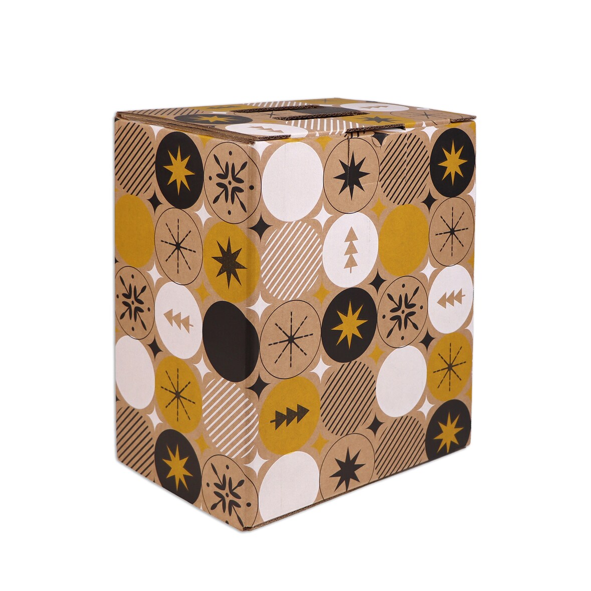 Pack de 5 cajas de navidad 290x190x345 mm decoradas con motivos navideños "Geométrica"