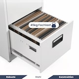 thumbnail of Hängeregisterschrank abschließbar TION - 3 Schubladen mit Schloss | Aktenschrank Büroschrank aus Stahl Metallschrank, 102x46x62cm Weiß