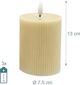 thumbnail of Relaxdays LED Kerzen, 4er Set, HxD: 13 x 7,5 cm, flackernde Flamme, Echtwachs, Rillen, flammenlose Blockkerzen, beige