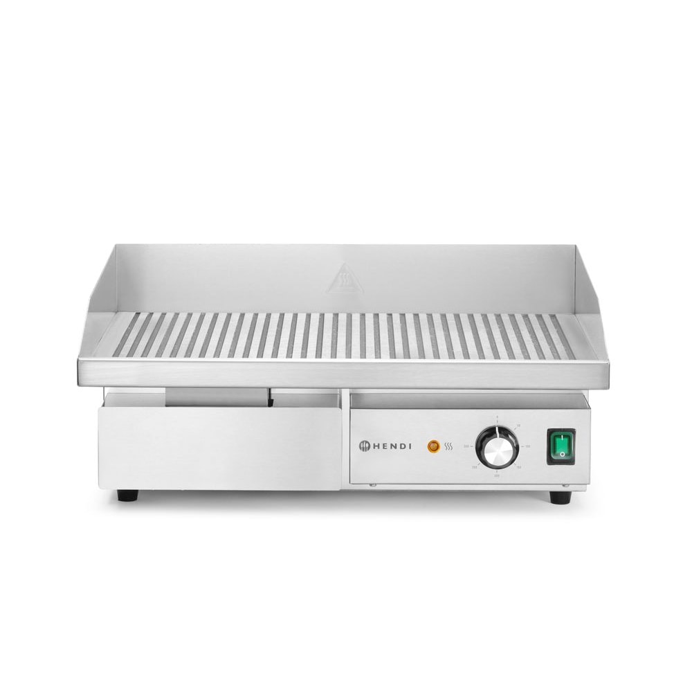 HENDI Bakplaat geribbeld, Budget Line, 220-240V/3000W, 550x430x(H)240mm