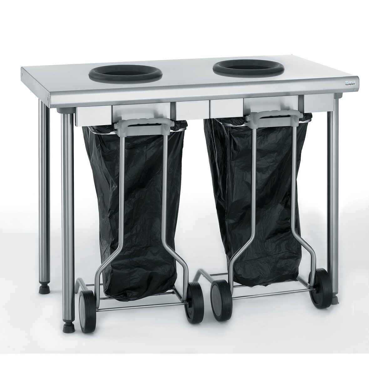 Tournus afvalsorteertafel met 2 schachten inclusief mobiele prullenbak