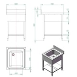 thumbnail of vaiotec Spültisch / 1 Becken, 600 x 700 mm