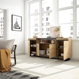 thumbnail of Sideboard, Schrank, Küche, Schrank, Dielenschrank, 200x35x87cm, 4 Türen, Industriedesign, Moderner Stil, Eiche und schwarz _ 63_10