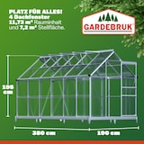 thumbnail of GARDEBRUK® Gewächshaus Aluminium 7,2m² mit Fundament 380x190cm inkl 4 Dachfenster Treibhaus
