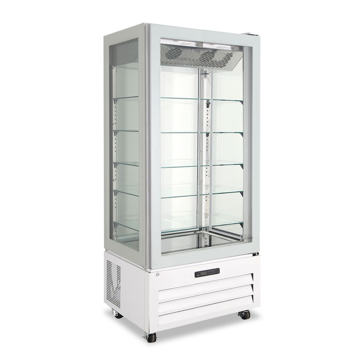 Vetrina pasticceria no frost con 4 lati vetrati illuminazione a led temperatura -22°/-18°C VICTORIA85NFNWHITE