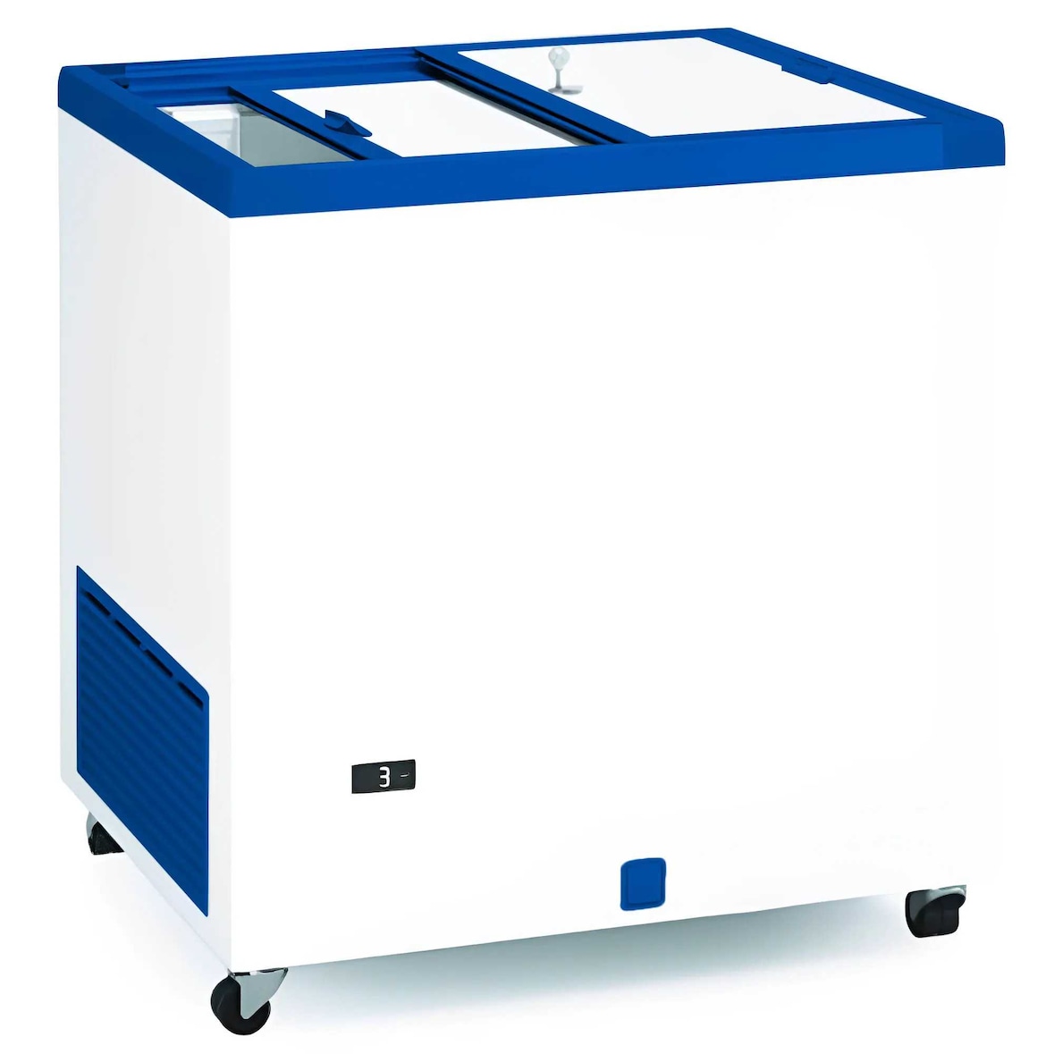 Arca congeladora profissional 85 cm, 220 litros e portas de correr opacas para restauração. Congelador horizontal de bar, restaurante e hotelaria.