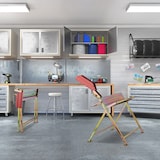 thumbnail of Relaxdays Sägebock mit Kettensägenhalterung, Kettenschutz, Messstab, bis 120 kg, klappbares Sägegestell, Metall, gold