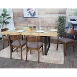 thumbnail of Lote de 6 sillas de comedor HWC-M59, silla de cocina Silla, tela/textil madera maciza ~ estructura oscura, topo