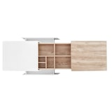 thumbnail of Merax Ausziehbarer Couchtisch, Wohnzimmertisch mit Schubladen, Beistelltisch mit Farbblockstruktur, Weiß und Holzfarbe