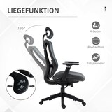 thumbnail of Ergonomischer Bürostuhl Schreibtischstuhl 70x66x128 cm mit Liegefunktion 135 Grad Kopfstütze Lendenstütze verstellbar Grau