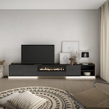 thumbnail of TV-Schrank, Lowboard, 310x50x37 cm, Für TV-Geräte bis zu 80", Elektrokamin., LED, Schwarz Eiche