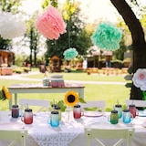 thumbnail of Relaxdays Trinkgläser mit Deckel und Strohhalm, 12er Set, 400 ml, Frosted-Optik, Sommergläser mit Henkel, bunt/schwarz