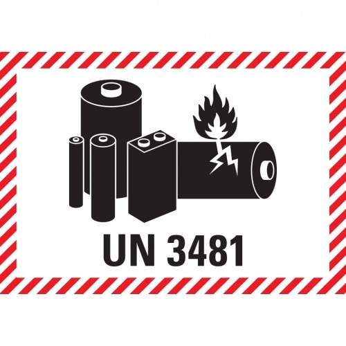 Dreifke® Verpackungskennzeichen UN 3481, Haftpapier, permanent, 100x70mm, 1000/Rolle