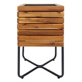 thumbnail of Plantenbak HWC-L25, Bloembak vierkant 60x33x33cm Outdoor Staal Acaciahout MVG-gecertificeerd, bruin