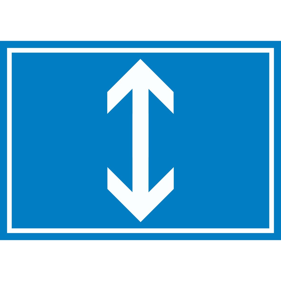 Richtungspfeil hoch runter Schild waagerecht weiss blau Pfeil A3 Rückseite selbstklebend