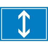 thumbnail of Richtungspfeil hoch runter Schild waagerecht weiss blau Pfeil A3 Rückseite selbstklebend