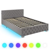 thumbnail of tectake Gestoffeerd bed met LED-strips & opbergruimte - donkergrijs, 140 x 200 cm - 405975