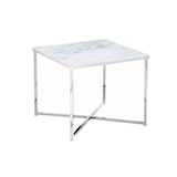 thumbnail of SalesFever Beistelltisch quadratisch | Glasplatte foliert in Marmor-Optik | Gestell Metall | B 50 x T 50 x H 42 cm | weiß-chrom