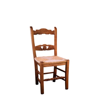 PACK 2uds. Silla S187,12 de Madera color nogal, Asiento de enea natural