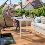thumbnail of Relaxdays Gartentisch Holzoptik, Balkontisch wetterfest, HBT: 74,5 x 78 x 78 cm, Kunststoff & Stahl, Outdoortisch, weiß
