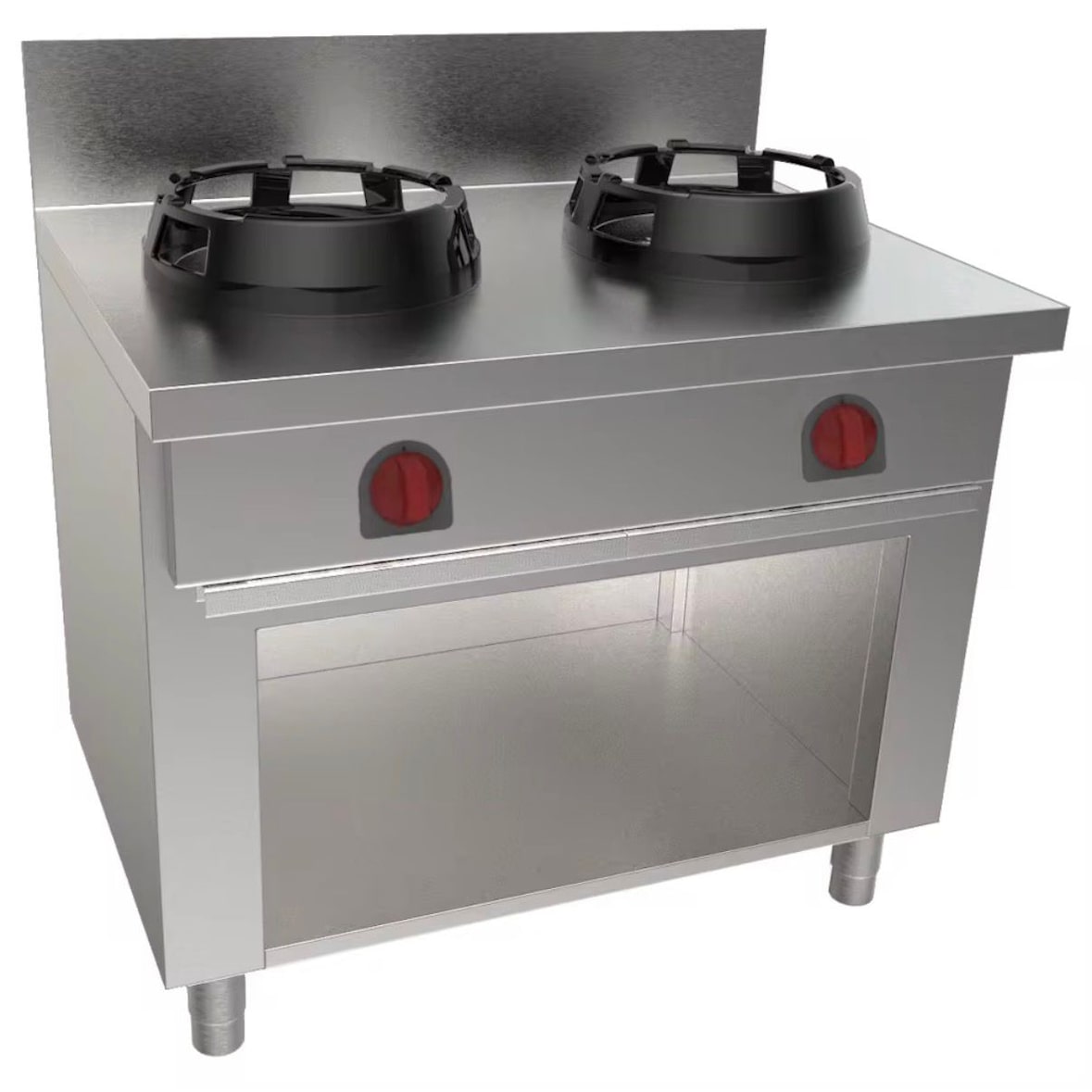 Gas Wok-Herd - 2 Brenner - 30 KW - inkl. 1 Wasserhahn - Gastronomie Wok Herd