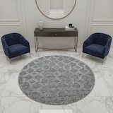 thumbnail of Teppich Wohnzimmer 3D Geometrisch Modern Waschbar Strapazierfähig Esszimmer OEKO-TEX Rund Grau 80x80 cm Gekettelt – GENF von Kadima Design