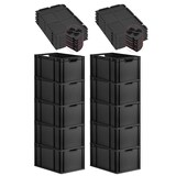 thumbnail of PROREGAL SparSet 10x Eurobox NextGen Grip mit Auflagedeckel & 4 schwarzen Verschlüssen, HxBxT 32x40x60cm, 65L, Schwarz, Griffe offen, Eurobehälter