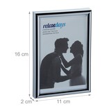 thumbnail of Relaxdays Bilderrahmen 2er Set, 10x15 cm, Passepartout 9x13 cm, Glasscheibe, Fotorahmen zum Stellen & Hinhängen, silber