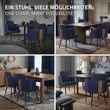 thumbnail of ML-Design Esszimmerstühle 2er Set Dunkelblau, Stoff, Armlehnen & Rattan-Optik Rückenlehne, Metallbeine, ergonomische Polsterstühle Küche
