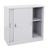 thumbnail of Archivador Boston HWC-F41, armario de acero para oficina, con puertas correderas con cerradura 90x90x45cm ~ gris