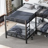 thumbnail of Eisenbett 90x200cm & 140x200cm, Etagenbett mit dreistufiger Leiter in Schwarz für flexible Schlaflösungen