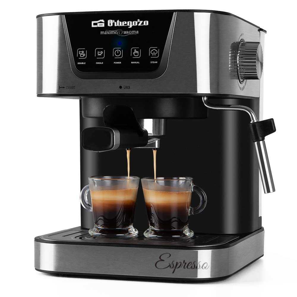 Orbegozo Espresso- en cappuccino-machine EX 6000, aanraakscherm, gemalen koffie/monodose, bovenste kopjeswarmer, 1050 W