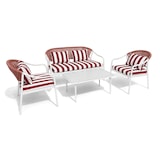 thumbnail of Now's Home - Salon de jardin en acier blanc tissu rayé blanc et coquelicot positano