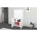 thumbnail of Dmora Scrivania Gianpiero, Mobile multiuso con scaffali e piano da lavoro, Tavolo per ufficio, Salvaspazio multiposizione, cm 70x35h140, Bianco lucido