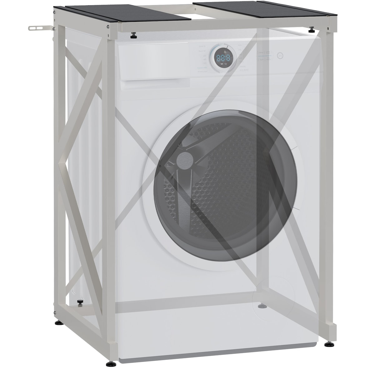 DELUKE® Stapelgestell für Wäschetrockner auf Waschmaschine RALF Stahlgestell 300kg Tragkraft Waschmaschinengestell Waschmaschinenregal Überbau, Weiß