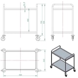 thumbnail of Carro de servicio 2 bandejas, acero inoxidable, plata, 86 x 54 x 93 cm (An x Pr x Al) EASYLINE 10067 Vaiotec