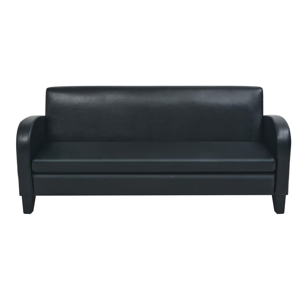 vidaXL 3-Sitzer-Sofa Kunstleder Schwarz